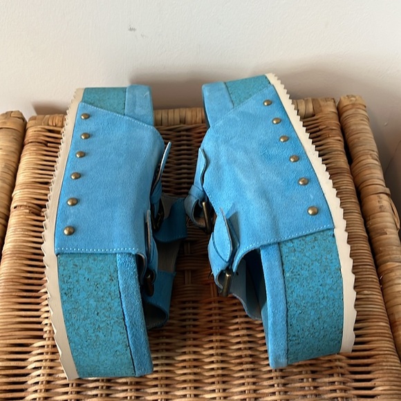 Free People Intentionally Blank Rule Breaker Platform Sandals Suede 40 EU or - Picture 7 of 14